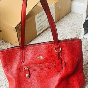 Coach Cherry Red Leather Tote